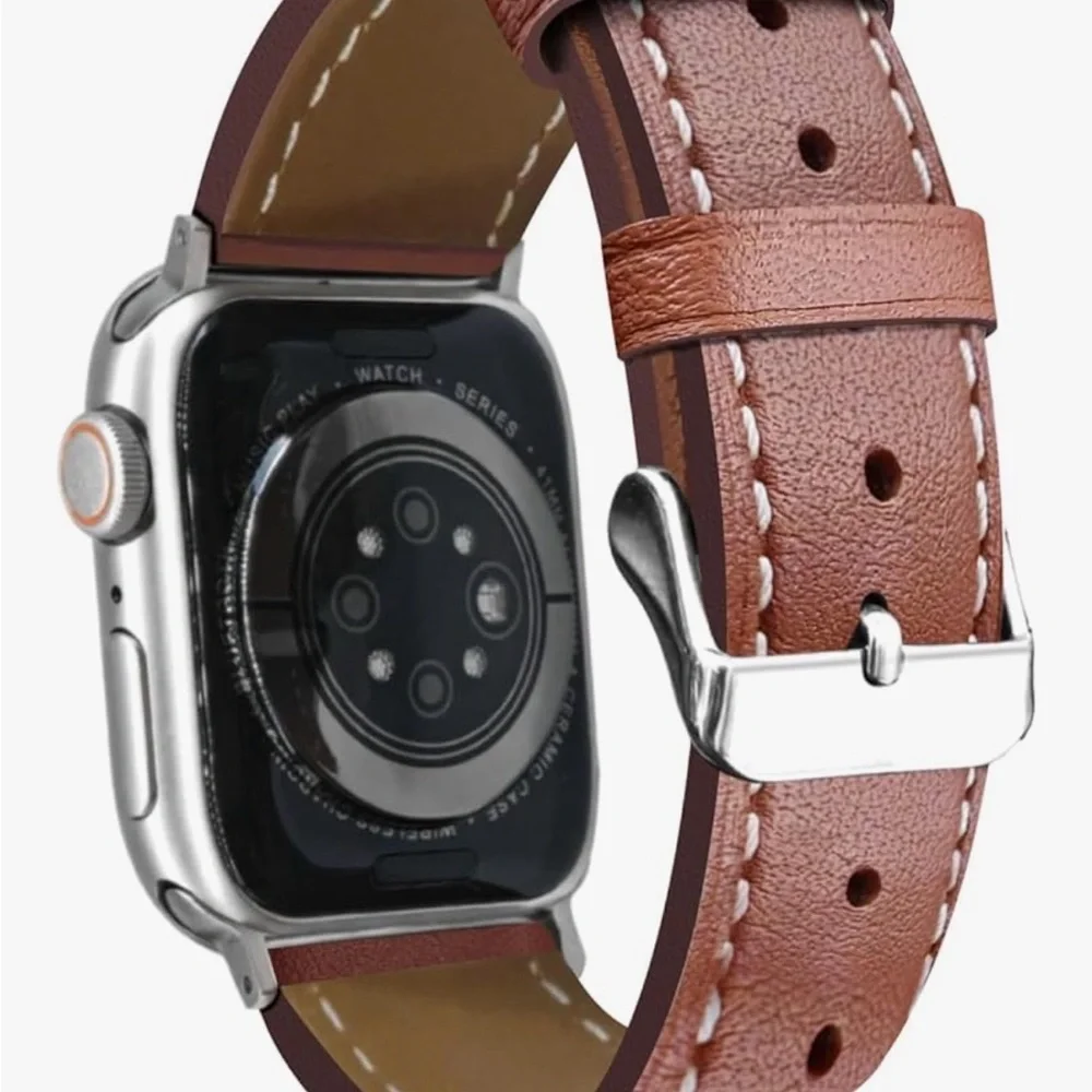 NIB Ovawda Premium Soft Leather Replacement Band for Apple Watch Brown